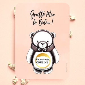Annonce grossesse cousin carte à gratter personnalisable futur cousin / cousine