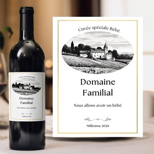 Etichetta per vino etichetta personalizzata per annuncio di gravidanza da attaccare sulla bottiglia Annuncio originale adesivo per annuncio del bambino della tenuta di famiglia