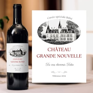 Étiquette vin annonce grossesse tata et tonton personnalisée tu vas devenir tata tu vas devenir tonton château grande nouvelle annonce bébé