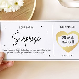 Carte à gratter surprise on va se marier carte d'annonce de mariage personnalisable