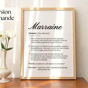Cartel de definición de madrina anuncio de padrino personalizable regalo de padrino cartel de bautismo texto personalizado super padrino madrina