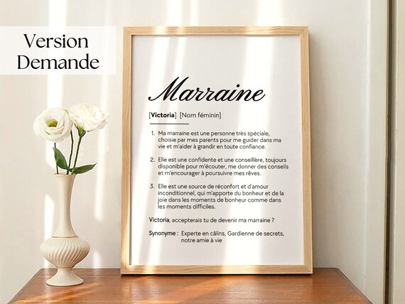Affiche définition marraine parrain personnalisable annonce parrain cadeau baptême affiche texte personnalisé super parrain marraine