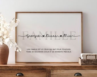 Affiche mot famille personnalisable cadre famille maison cadeau famille minimaliste cadeau de noël famille