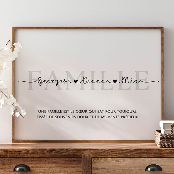 Affiche mot famille personnalisable cadre famille maison cadeau famille minimaliste cadeau de noël famille