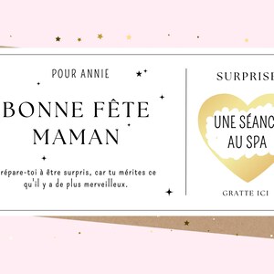 Carte à gratter fête des mères annonce cadeau surprise idée cadeau fête des mères cadeaux pour maman cadeaux personnalisés