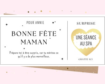 Carte à gratter fête des mères annonce cadeau surprise idée cadeau fête des mères cadeaux pour maman cadeaux personnalisés