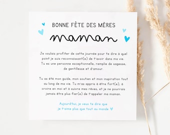 Carte fête des mères personnalisée cadeau maman idée cadeau fête des mamans bonne fête des mères