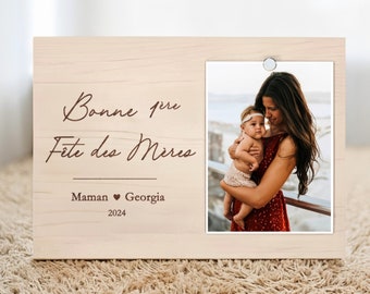 1ère fête des mères cadeau personnalisable cadre photo pour maman avec support cadeau de bébé avec texte gravé pour la fête des mères 2024