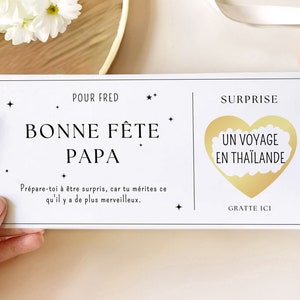 Carte à gratter fête des pères annonce cadeau surprise idée cadeau fête des pères cadeaux pour papa cadeaux personnalisés