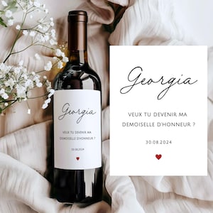 Étiquette vin demande témoin mariage personnalisée veux tu être ma témoin ou demoiselle d'honneur Annonce unique et élégante idée surprise