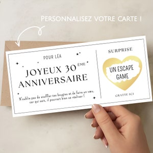 Carte à gratter 30 ans carte cadeau anniversaire personnalisable idée cadeau original image 2
