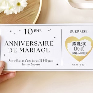 Carte à gratter anniversaire mariage personnalisable idée carte surprise anniversaire mariage cadeau couple
