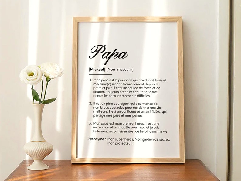 Cartaz de definição de pai personalizável, presente de dia dos pais, cartaz de pai, texto personalizado, super pai imagem 1