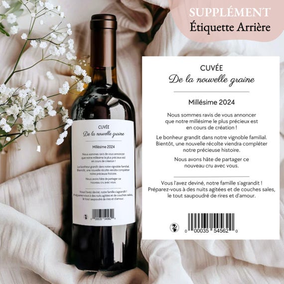 Etichetta Bottiglia Vino Per Annuncio Gravidanza - Stile Castello, Regalo Per Nonni E Parenti - Foto 9