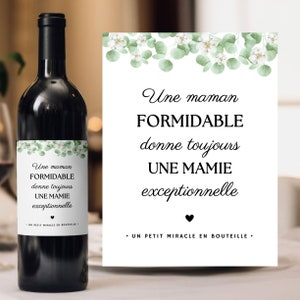 Wine label announcing pregnancy grandparents customizable a great mom always gives an exceptional grandma soon to be grandpa