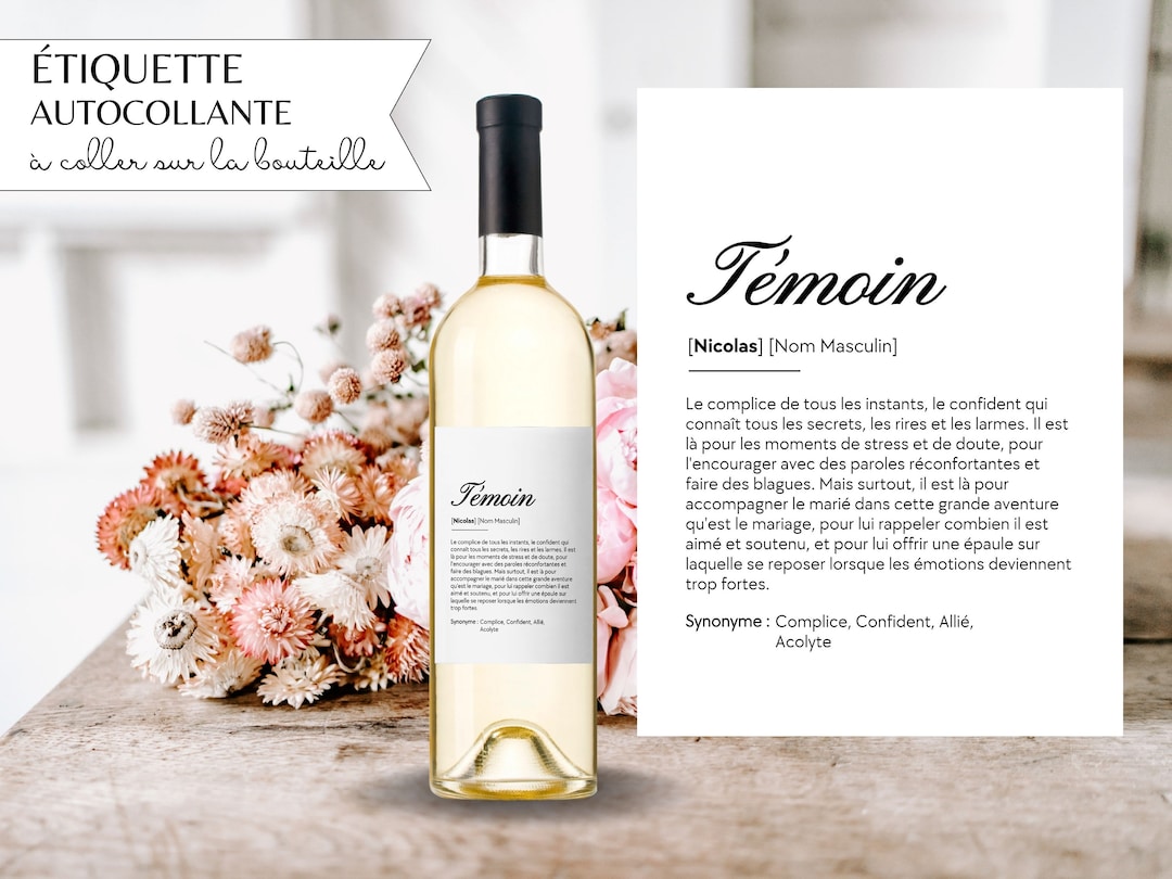 6 Étiquettes "Veux-tu être Mon Témoin ?" Pour Bouteille De Vin - Format 102x76 Mm, Brillant, Résistant à L'eau - 4