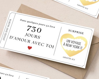 Carte à gratter joyeuse st valentin personnalisable cadeau couple 2 ans amoureux pour elle pour lui cadeau st valentin petite amie mari