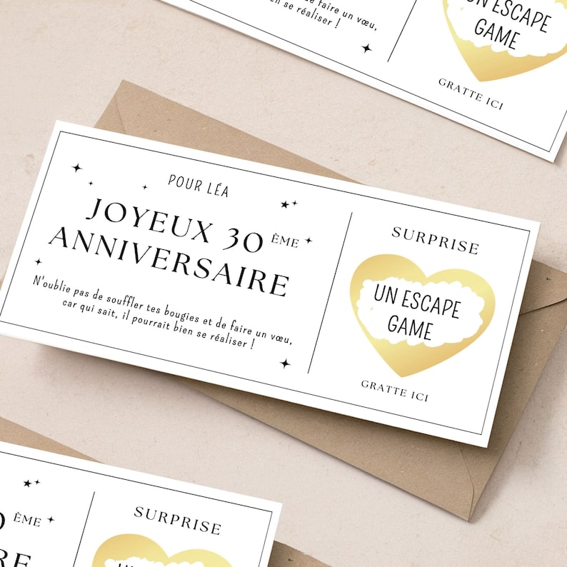 Carte à gratter 30 ans carte cadeau anniversaire personnalisable idée cadeau original image 1