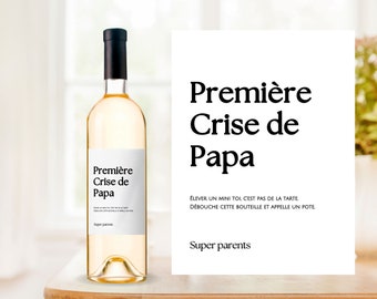Wine label survival kit dad's first crisis parent gift new baby first child new dad