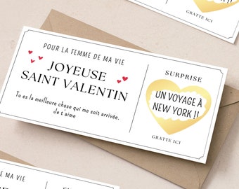 Carte à gratter joyeuse st valentin personnalisable idée carte surprise pour elle pour lui cadeau st valentin petite amie cadeau mari