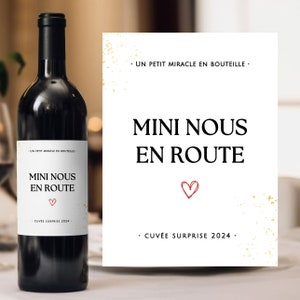 Etiqueta de vino anunciando embarazo para toda la familia mini nosotros en camino