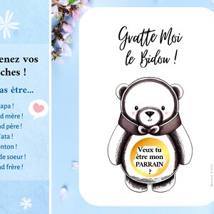 Carte à gratter personnalisée demande marraine demande parrain annonce grossesse veux tu être ma marraine Parrain