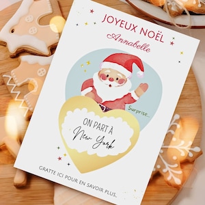 Carte de Noël surprise personnalisée Bon pour cadeau Noël jeu à gratter cadeaux pour lui pour elle Carte à gratter voyage surprise Noël