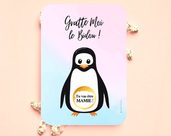 Annonce grossesse grand parents carte à gratter personnalisable tu vas être mamie papi