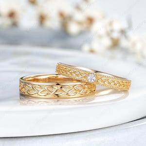 2pcs Couple Rings Set For Men and Women Natural Inspired Leaf Mens Ring Wedding Band Diamond Couple Wedding Rings Anniversary Gifts For Him