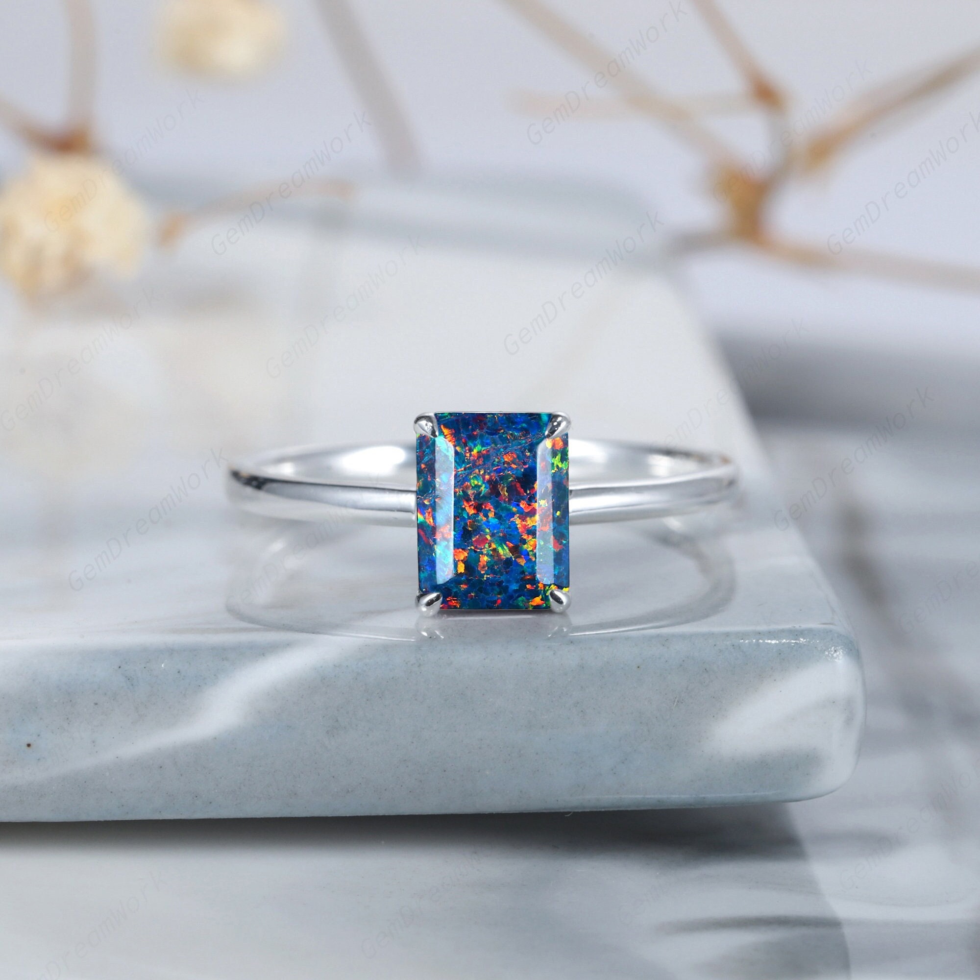 Australian Black Opal Ring - Etsy Singapore Australian Black Opal Ring - Etsy Singapore