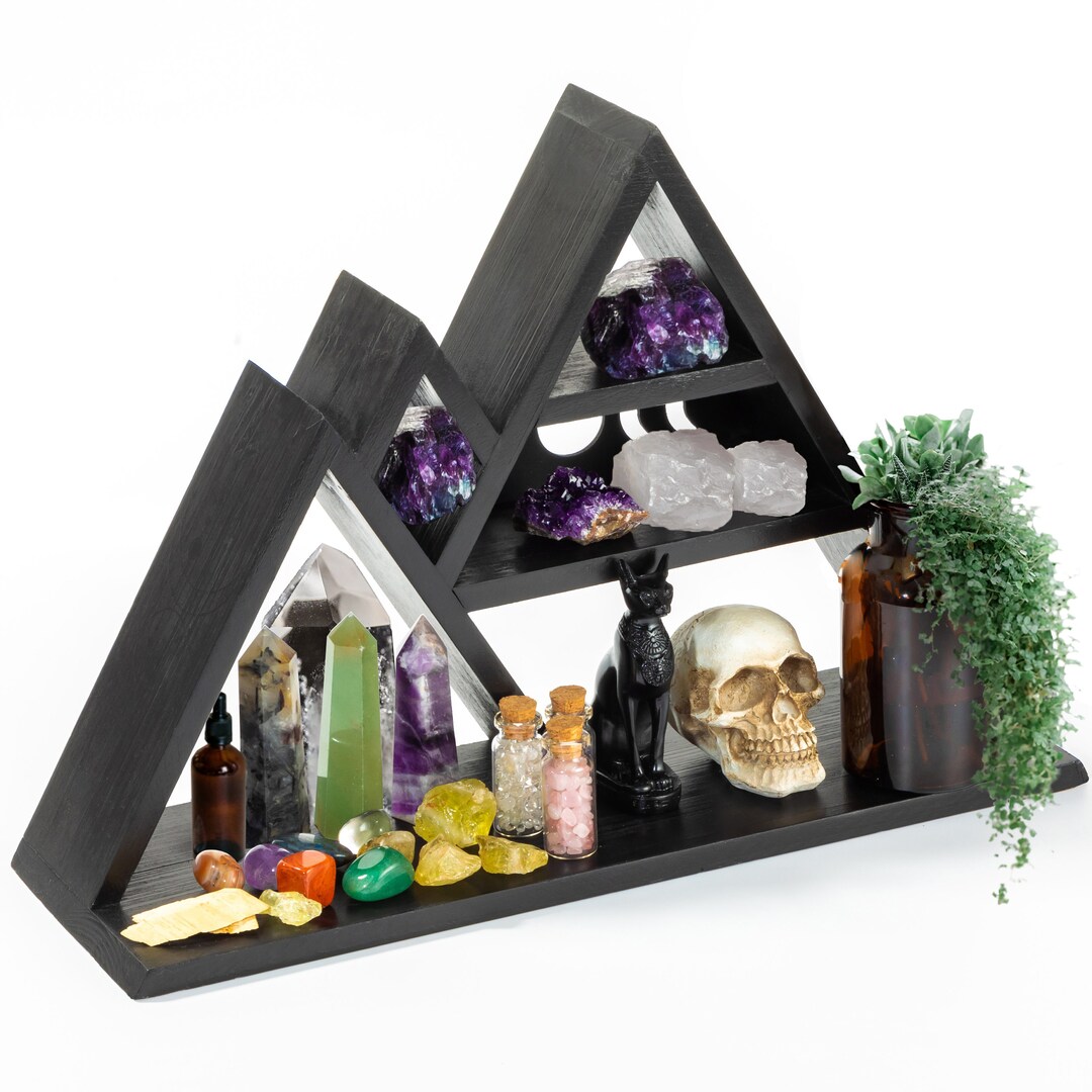 Crystal Display Shelf for Stones, Oils & More Stylish Crystal Shelf Display Holder Mountain