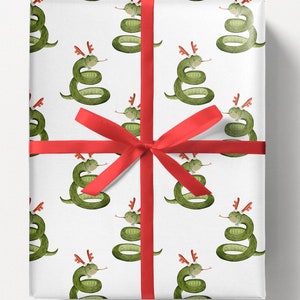 Papel de embrulho de cobra de Natal, papel de embrulho para presente com tema de réptil para todas as ocasiões, papel de embrulho para presente de amante de cobras
