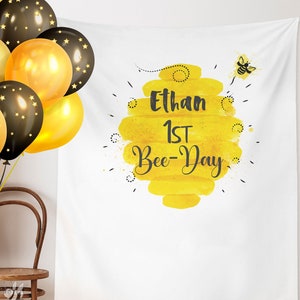 Bee Day Party Backdrop, Bumble Bee Birthday, Baby Shower Backdrop,Bee Birthday Party Decorations, Bumble Bee Party Banner