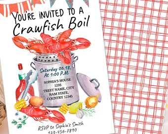 Invitación editable a ebullición de cangrejo, ebullición de mariscos, ebullición baja en el campo, descarga digital, invitación de bienvenida, plantilla imprimible Descarga instantánea