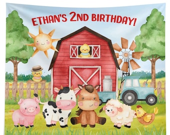 Red Farm Backdrop, Barn Backdrop, Farm Birthday, Farmhouse Birthday, Farm Decorations, Fabric Printed Background