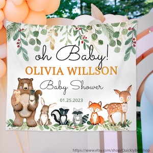 Woodland animals Party theme backdrop, Woodland animals baby shower backdrop, Baby shower backdrop  woodlands backdrop