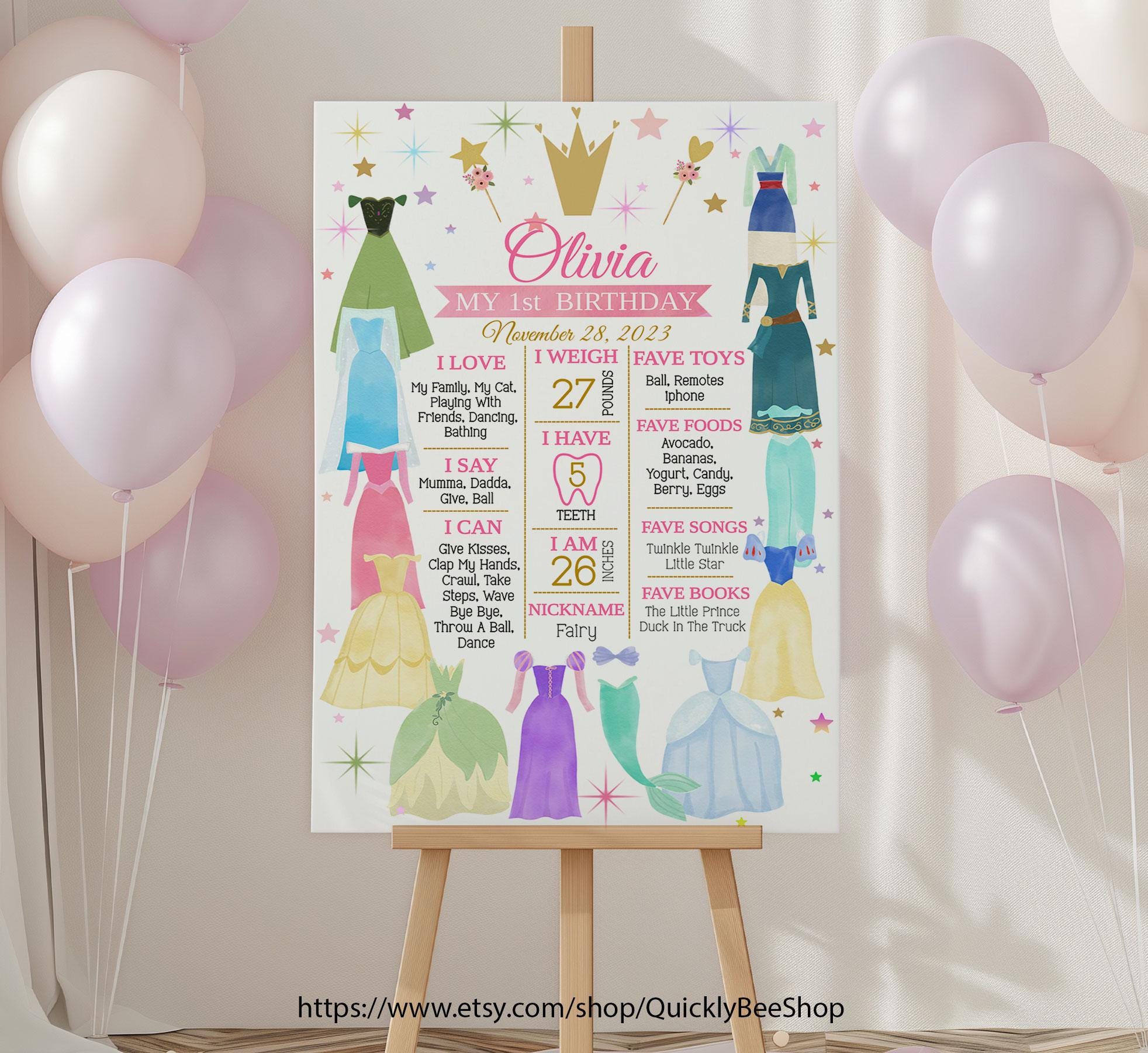 EDITABLE Princess Birthday Evite, Princess Dresses Digital Invitation ...