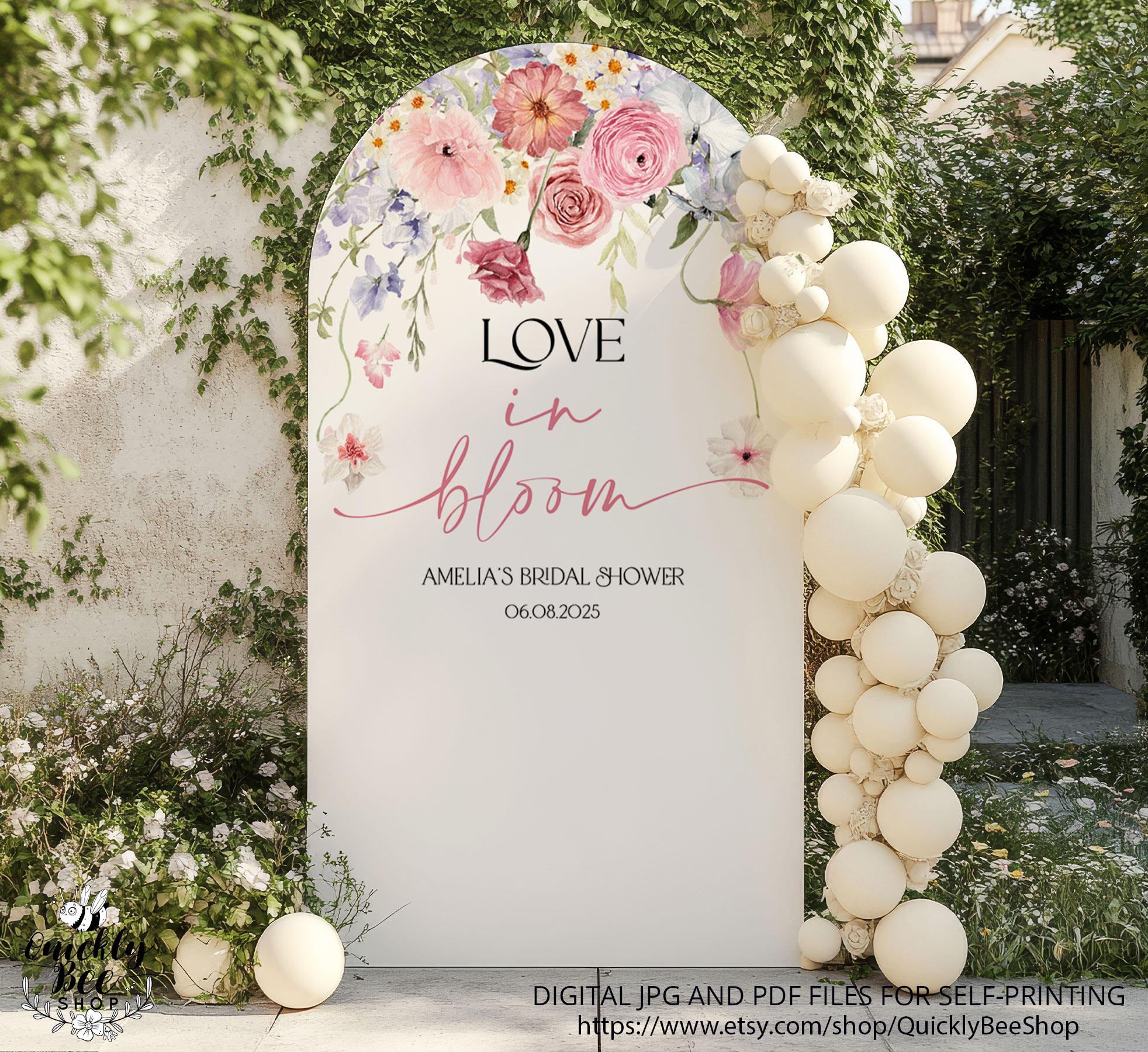 Love is in Bloom Bridal Shower Arch, Wedding Backdrop, Custom Party  Bacdrop, Wildflower Arch Engagement Party Decor, DIY Printable Download -  Etsy