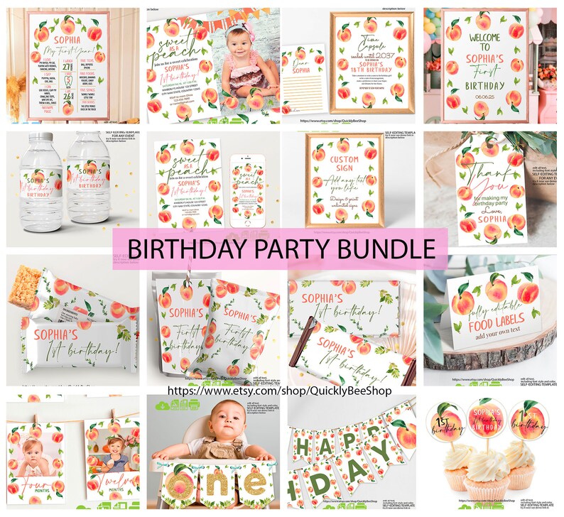 Editable Peach Birthday Invitation, Sweet as A Peach First Birthday ...