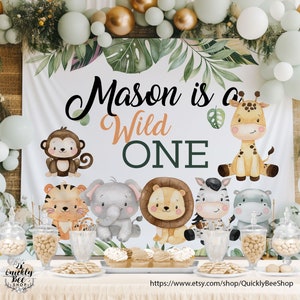 Safari Animals Party Decor, Jungle Safari Theme 1st Birthday Banner, Baby Shower Decor, Wild One Birthday Backdrop