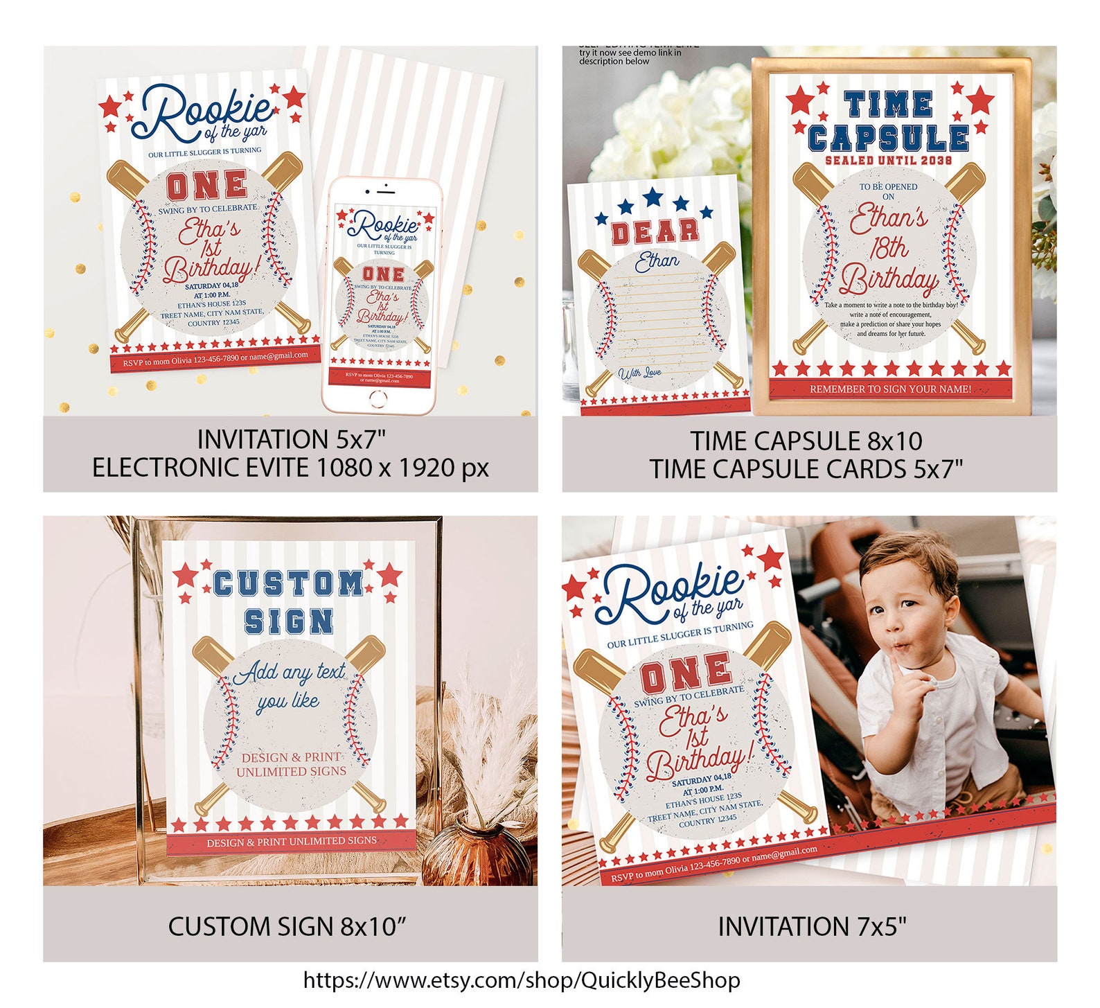 Editable Rookie of the Year 1st BIRTHDAY Party Bundle, Baseball 1st ...