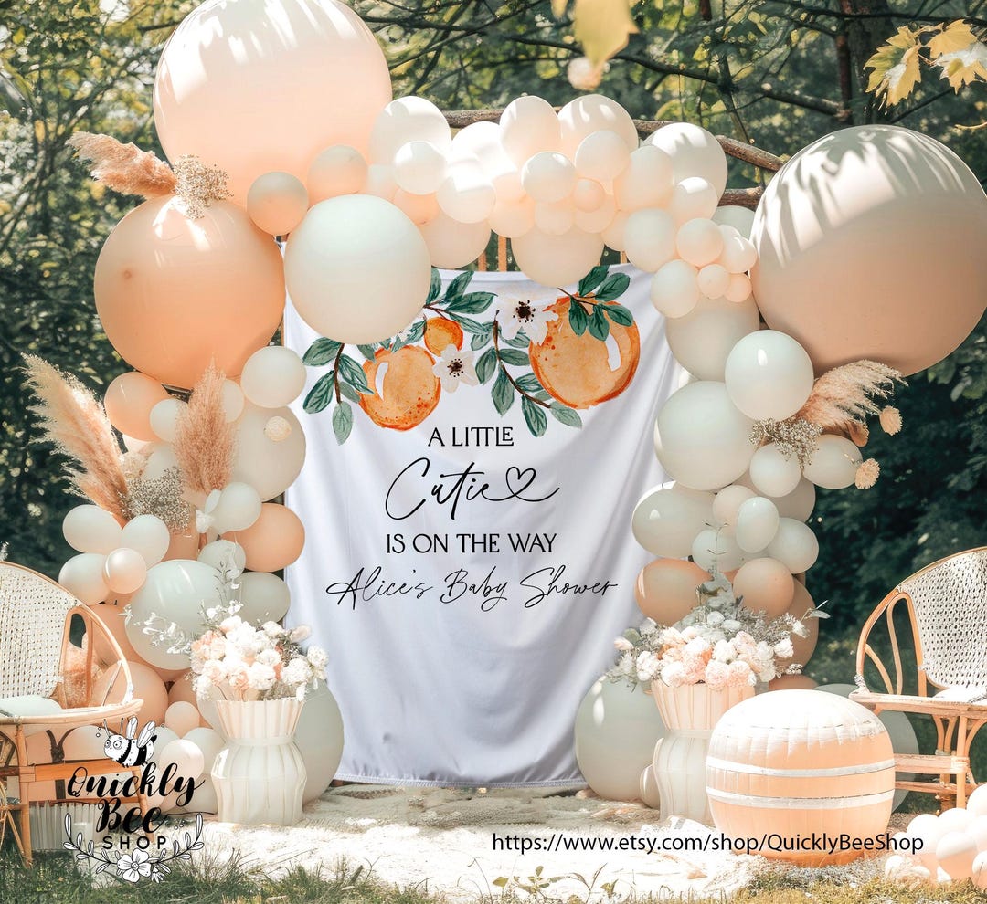 Circle Cute Orange Wood Baby Shower Backdrop
