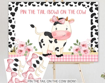 Ponle la cola a los juegos de fiesta de la vaca, decoraciones de cumpleaños de la granja, juegos de fiesta de la granja, fiesta del corral, descarga instantánea digital imprimible