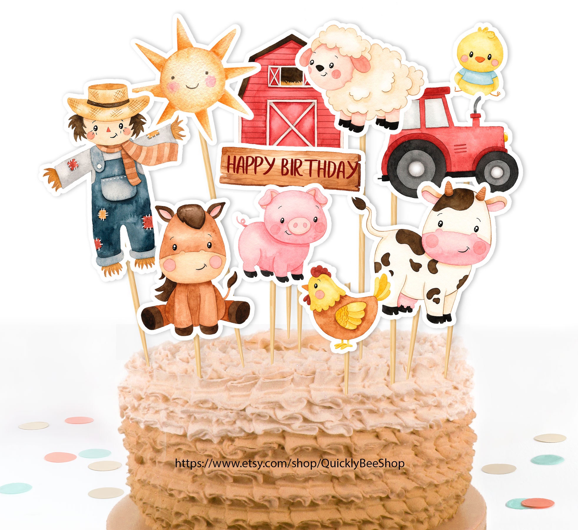 Boerderijdieren Happy Birthday Banner – 13-delige Set Met Koe, Varken, Kip, Schaap – Ideaal Voor Verjaardagsfeestje, Babyshower Of Kinderfeest