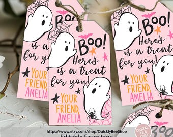 Editable Halloween Favor Tags, Favor Tag Birthday Party, Boo Gift Tag Costume Party Trick Or Treat Download Printable Template
