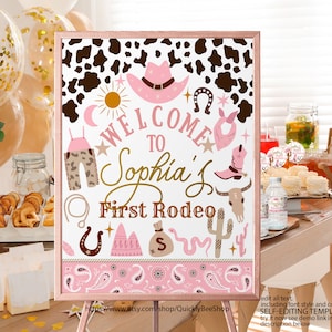 Editable Cowgirl Birthday Party Welcome Sign, Wild West Cowgirl Rodeo Party, Pink Ranch Birthday Decor, Printable Digital Instant download