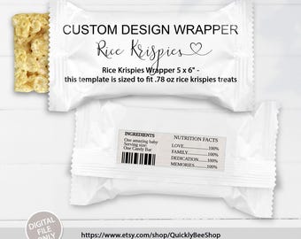 Benutzerdefinierte bearbeitbare Wrapper-Gastgeschenke, Etikett für knusprige Leckereien, bearbeitbare Tamplate