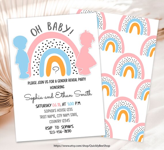 Editable Rainbow Baby Shower Invitation, Rainbow Baby Shower