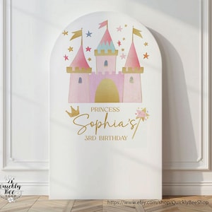Princess Castle Birthday Party Backdrop,  Princess Castle Arch Decor, Personalized Photo Backdrop, Arch Panel DIY Printable Download