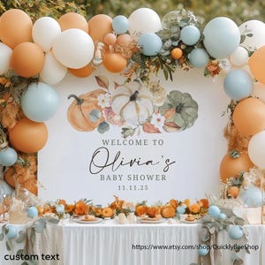 Pumpkin Baby Shower Backdrop, Fall Baby Shower Sign, Neutral Pumpkin Backdrop, Baby Shower, Rustic Autumn Baby shower, Photo Prop